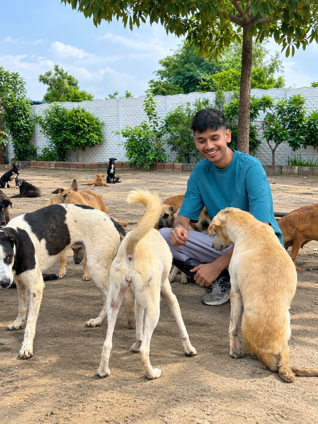 Founder Naman Sharma at animal sanctuary
